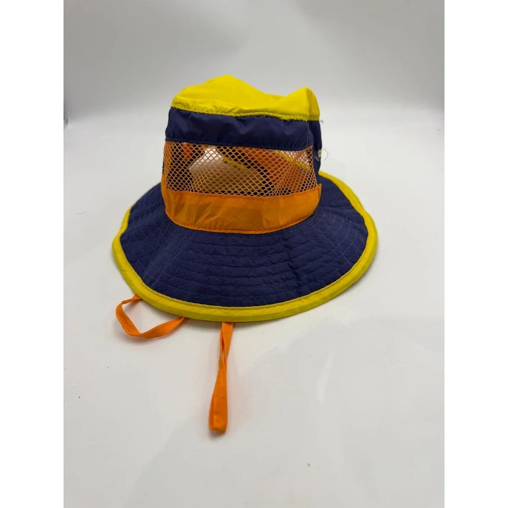 Scala Kids Bucket Hat Yellow Purple Orange Mesh Sun Hat Adjustable Strap 4-6X
